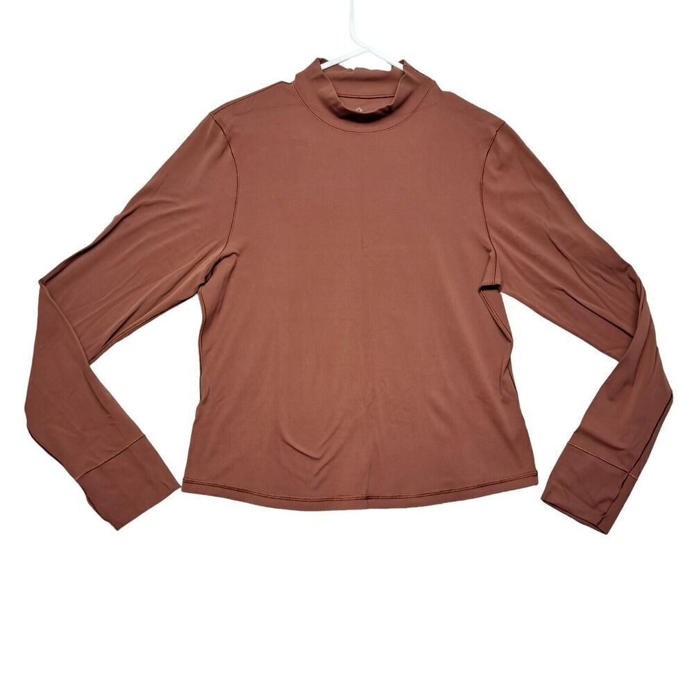 Offline By Aerie Real Me Xtra Mock Neck Shirt Womens XL Brown Longsleeve Active